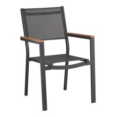 Stackable Dining Sling Chair - Maya - Textilene and Polywood - Black