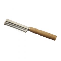 Horse mane and tail comb - metal - wooden handle