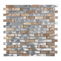 Mosaic Tile - 11.81" x 11.81" - 11 sq. ft. - Stainless Steel  - Beige
