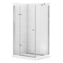 Corner Shower - Athena - 42" × 34" - Reversible - White and Chrome