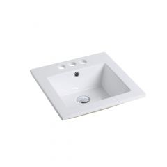 Square Drop-In Sink - 16 11/32" x 16 11/32" - Porcelain - White