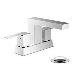 Quadrato Bathroom Sink Faucet - 2 Handles - Polished Chrome - 4" Centerset