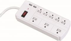 8-Outlet Surge Protector Power Strip +  2 USB Ports, 6'