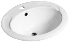 Drop-In Sink - Oval - 22 5/8" × 17 5/16" - Vitrified Porcelain - Extra White