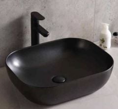 Lavabo-vasque rectangulaire, 18 1/2" × 14 1/2", porcelaine, noir mat