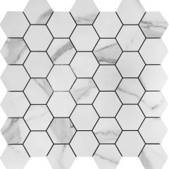 Adhesive Mosaic Tile - 3 mm - Hexagon - White/Grey