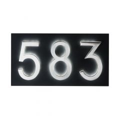 Address plaque for LED backlit numbers