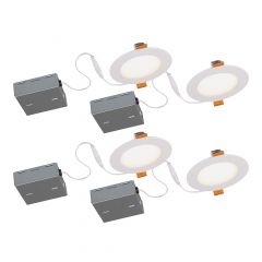 4 Integrated LED SLIM Recessed Light Fixture Kit - 4 1/4" - 10 W @ 3,000 K - Soft White