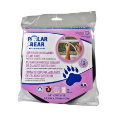 Ruban de mousse isolant supérieur, noir, 3/8" x 3/4" x 10'