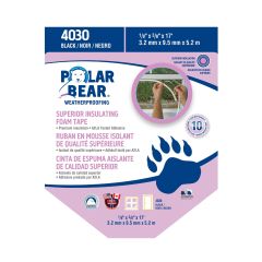 Ruban de mousse isolant supérieur, noir, 1/8" x 3/8" x 17'