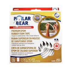 Ruban mousse en caoutchouch auto-adhesif EPDM, blanc, 5/16" x 11/32" x 17'