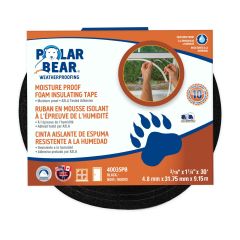 Ruban isolant en mousse résistant a l'humidité, noir, 3/16″ x 1 1/4″ x 30'