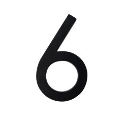 Chiffre d'adresse style Designer #6, noir mat, 5"