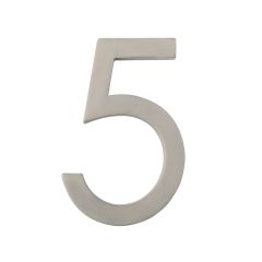 Chiffre d'adresse style Designer #5, nickel satiné, 5"