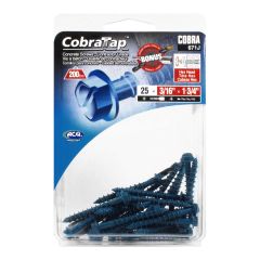 Vis à béton, tête hexagonale, 25/pqt, 3/16" x 1 3/4"