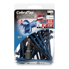 Vis à béton, tête hexagonale, 25/pqt, 1/4" x 2 3/4"