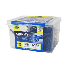 Vis à béton, tête plate, 100/pqt, 3/16" x 2 3/4"