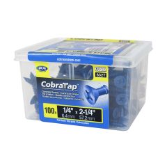 Vis à béton tête plate 1/4" (+ foret + embout cruxiforme et carré), 2 1/4", 100/pqt