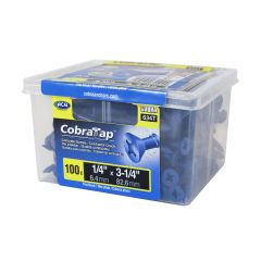 Vis à béton tête plate 1/4" (+ foret + embout cruxiforme et carré), 3 1/4", 100/pqt