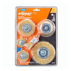 Ensemble de 6 brosses métalliques en laiton avec tige 1/4", Clipper Classic, 4 500 tr/min