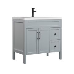 Vanity and Sink - Nord - 2 Doors/2 Drawers - Matte Grey - 36" x 35 3/4"
