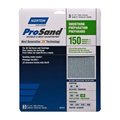 Papier de ponçage à Gr. fin Norton ProSand, 11" x 9", Gr. 150, 3/pqt