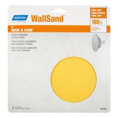 Papier abrasif à placoplâtre pour"nçeuse à disque Norton Hook & Sand, 9", Gr. 180, 3/pqt