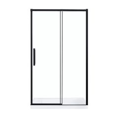 Porte de douche coulissante, Camilla, 48" x 32" x 78,74", verre clair, noir mat