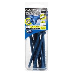 Vis à béton tête plate, 1/4" x 3 1/4",  foret incl., 10/pqt