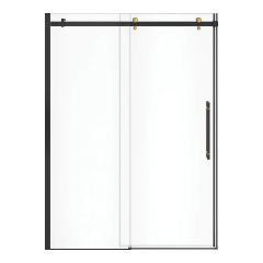 Porte de douche coulissante, Vela, 56 1/2" - 59" x 78 3/4", verre clair, noir mat/or brossé