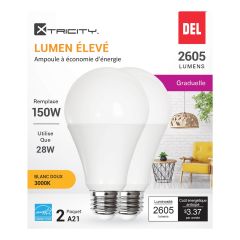 Ampoules DEL, A21, 150 W, blanc doux, 2/pqt