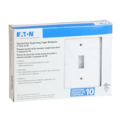 Plaque murale à 1 interrupteur à levier, plastique, blanc, 10/pqt
