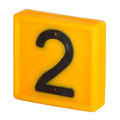 Plaquette numérotée standard, jaune, chiffre 2
