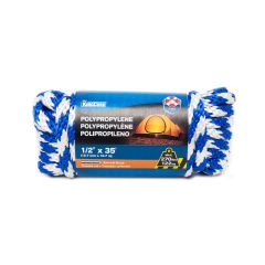Corde en polypropylène tressée lisse, bleu/blanc, 1/2" x 35'