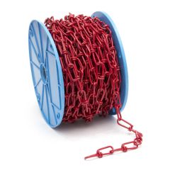 Chaîne Tenso pour machine à maillon torsadé revêtue de PVC, rouge, 11/64" x 98'