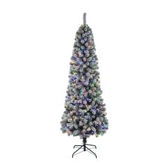 Christmas Tree - Snowy - 200 White and Multi-Coloured Lights - 7'
