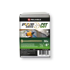 PWR DRIVE CST Structural screw - Oversized Flat Head - 5/16 in x 6 in, Box of 50