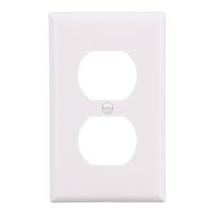 Plaque murale prise double, plastique, blanc