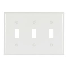 Plaque murale 3 interrupteur, plastique, blanc