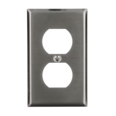 Plaque murale simple pour prise double, inox, métallique