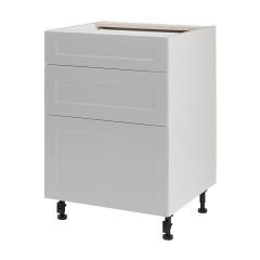 Caisson inférieur 3 tiroirs, Shaker, gris, 24" x 34 3/4" x 24"
