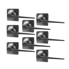 Ensemble de leviers carrés pour portes de passage, charbon satiné, 8/pqt