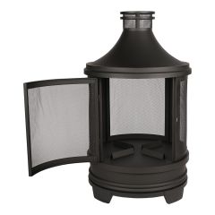 Foyer à bois en acier, noir, 30" x 50"