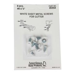 Vis en acier pour gouttière, blanc, 8/pqt