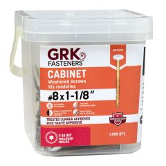 Vis pour armoires, tête avec rondelle, #8 x 1 1/8 po, blanches, 1085/pqt