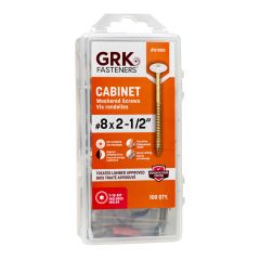 Vis pour armoires, tête avec rondelle, #8 x 2 1/2 po, blanches, 100/pqt