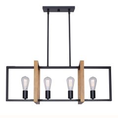 Luminaire suspendu Riberia, 20", noir-bois