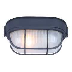 Applique murale extérieure, givré, noir, 8-1/4 po x 4-1/8 po x 4-3/8 po