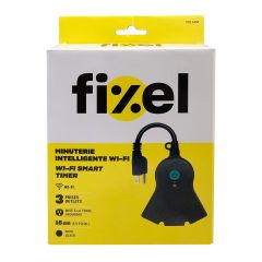 Minuterie intelligente extérieure, Wi-Fi, 3 prises, noire