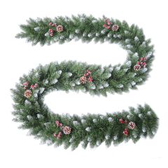 Decorative Garland - 240 Tips - 2.7 m - Frosted Green with Pinecones
